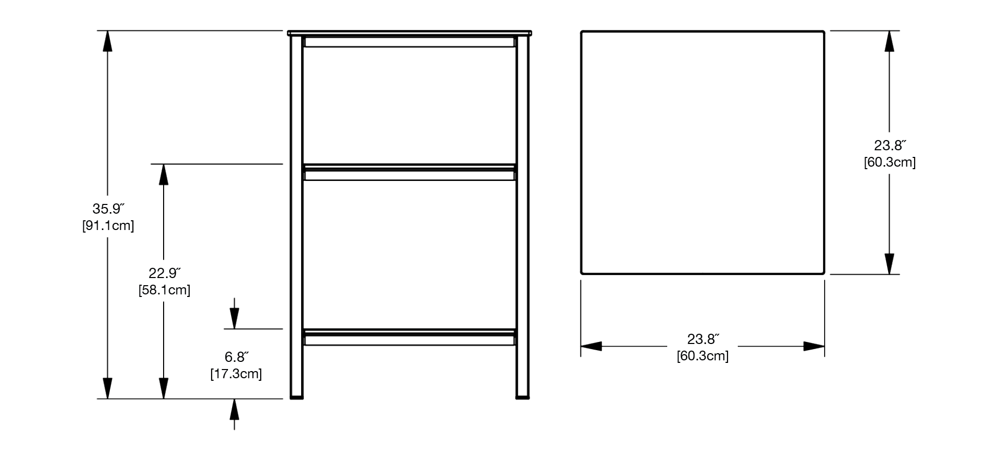 A La Carte Square Closed Dimensions