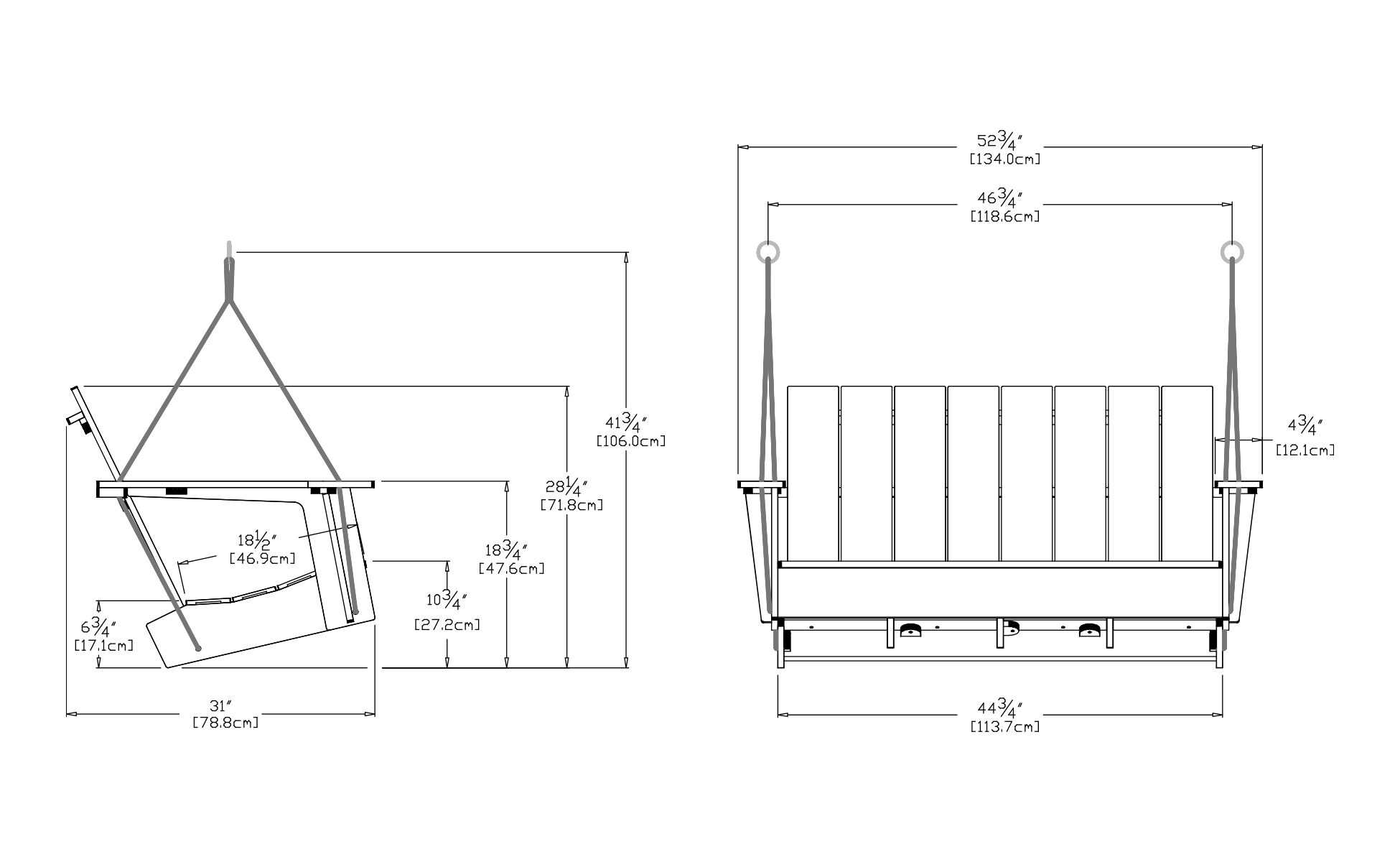 Adirondack Porch Swing Dimensions