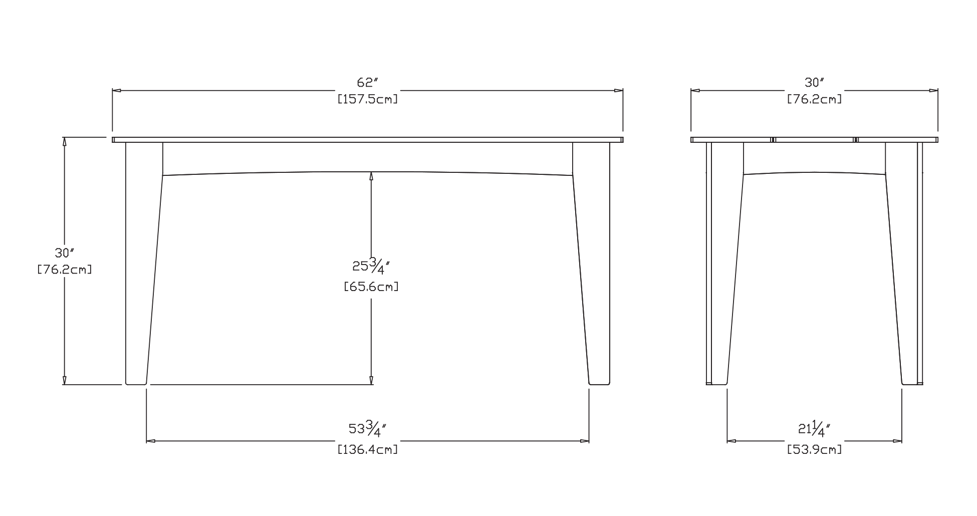 Alfresco Dining Table (62 inch) Dimensions