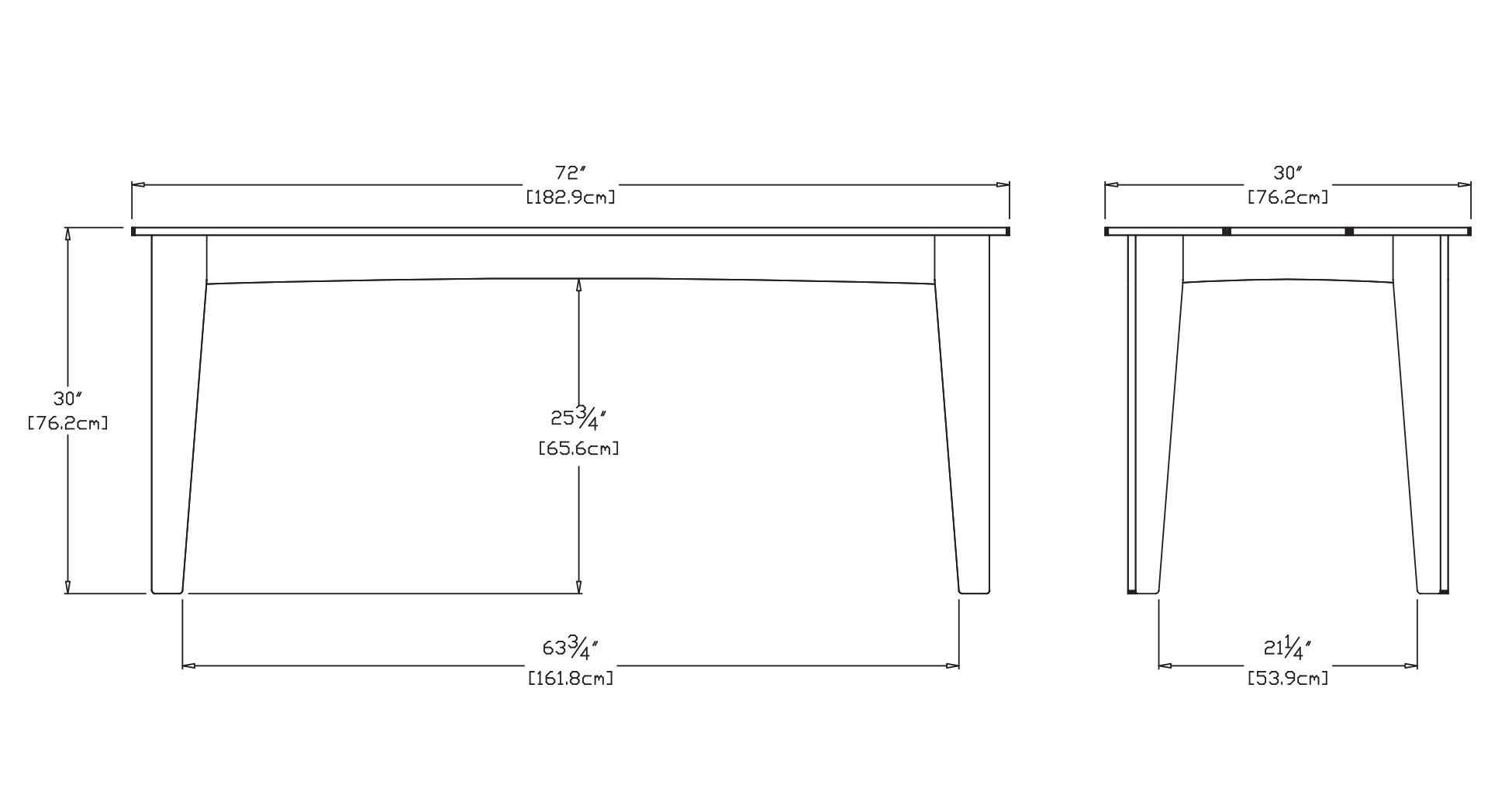 Alfresco Dining Table (72 inch) Dimensions