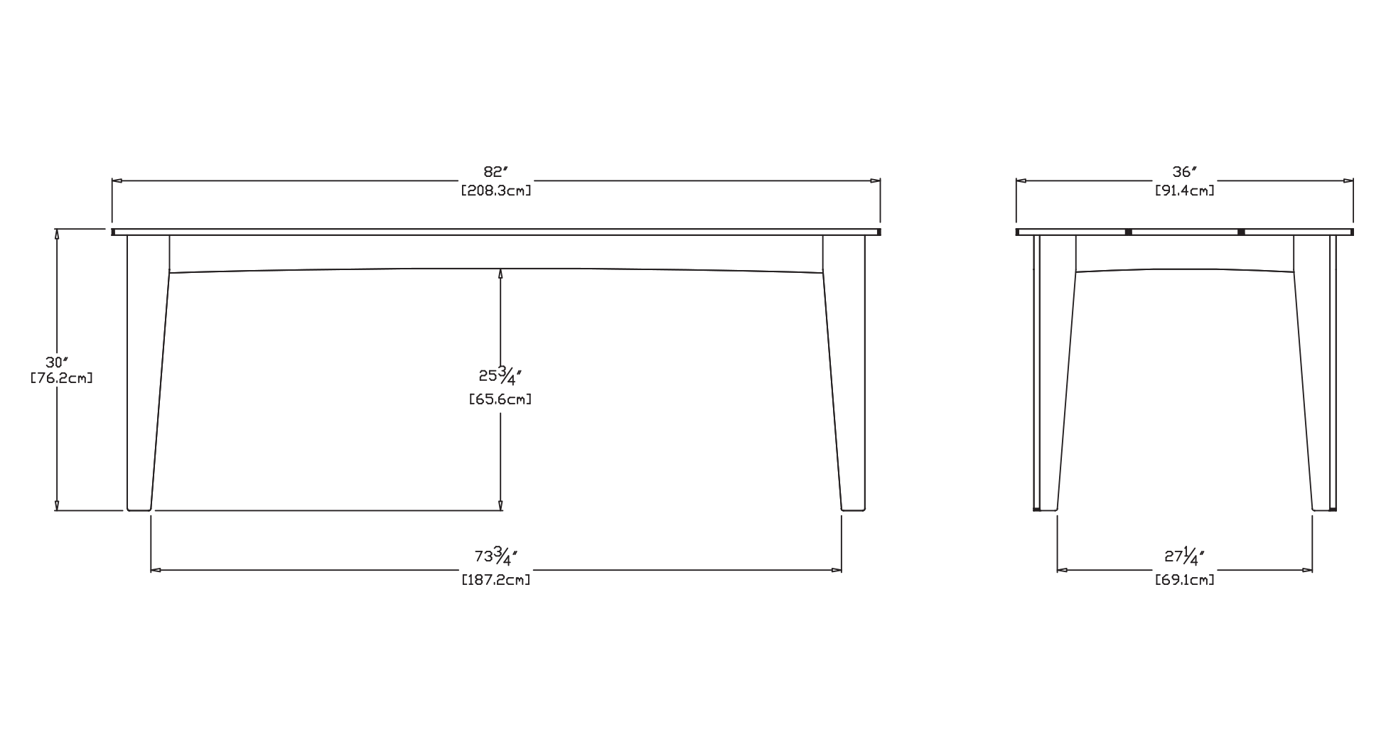 Alfresco Dining Table (82 inch) Dimensions