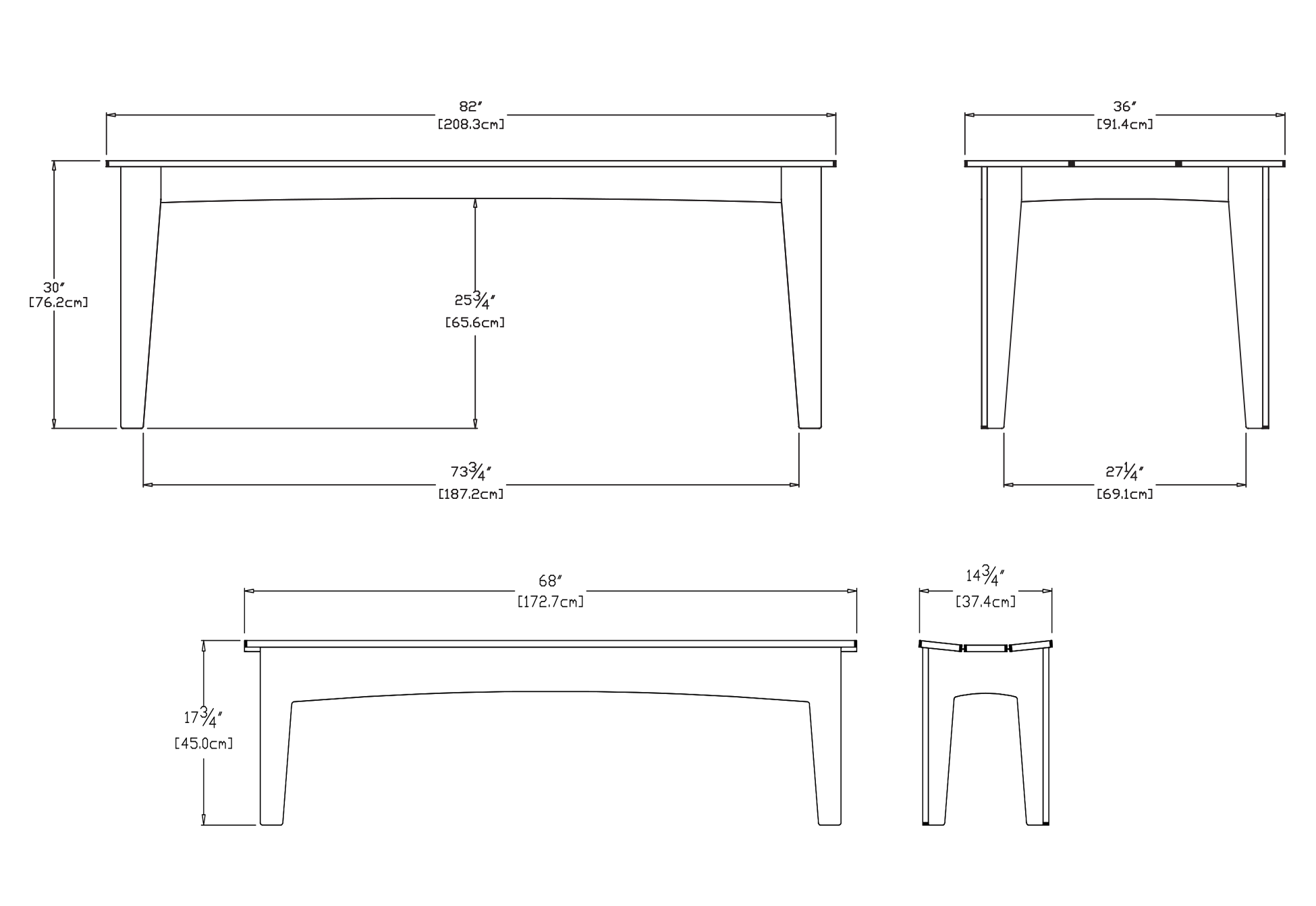 Alfresco Table 82 Dining Set Dimensions