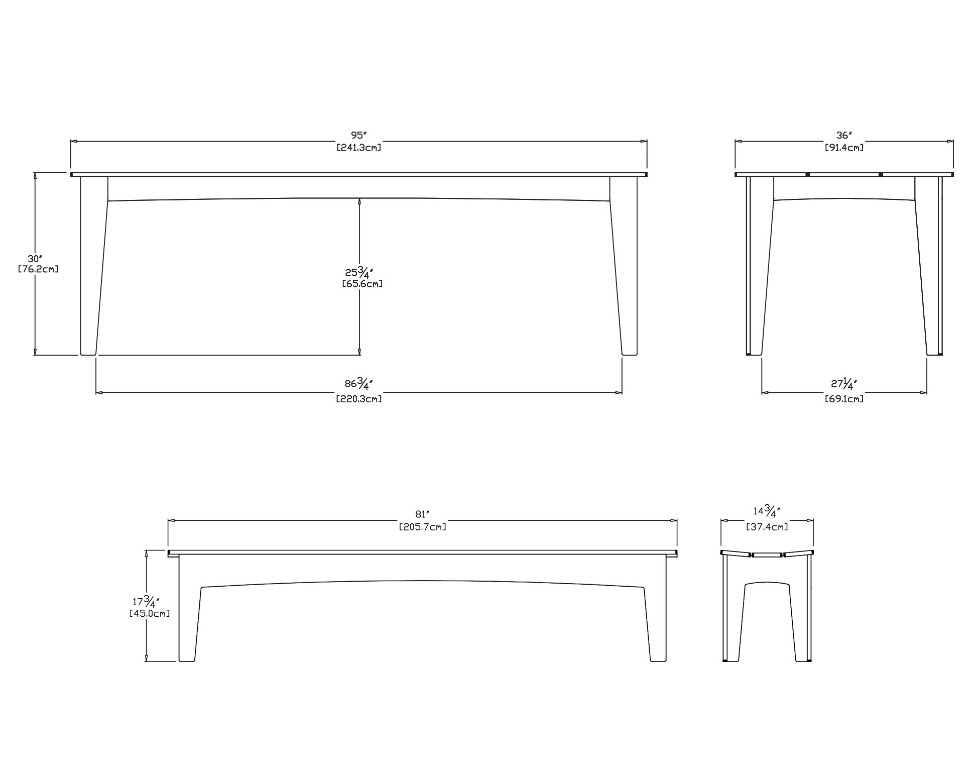 Alfresco Table 95 Dining Set Dimensions