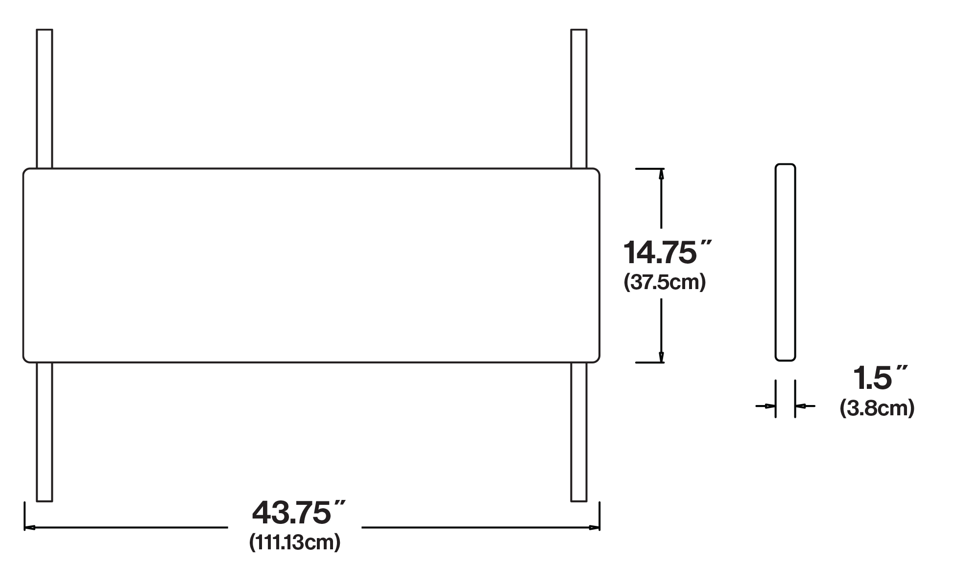 Cubby Bench Cushion (44 Inch) Dimensions