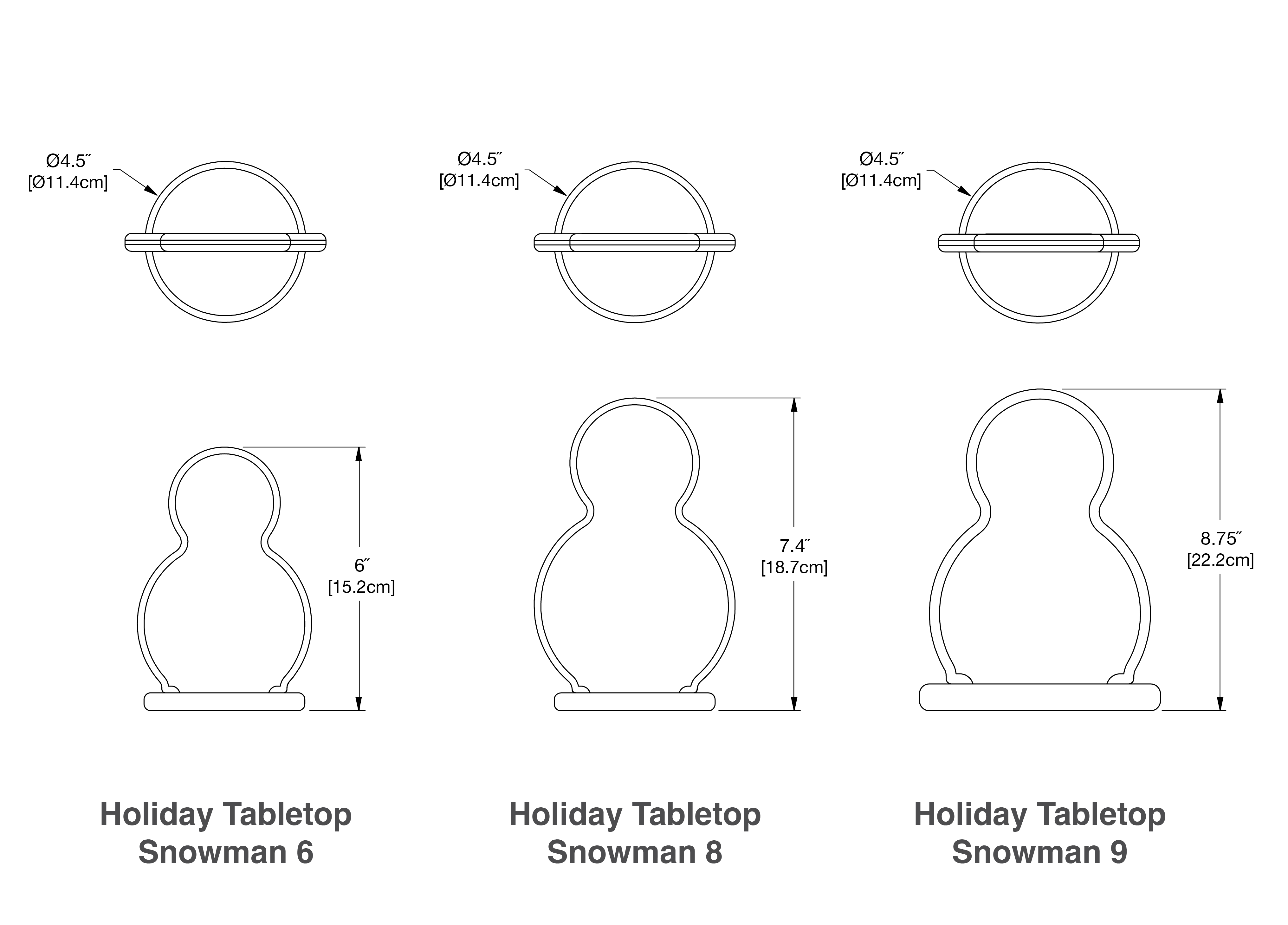 Tabletop Snowman Dimensions