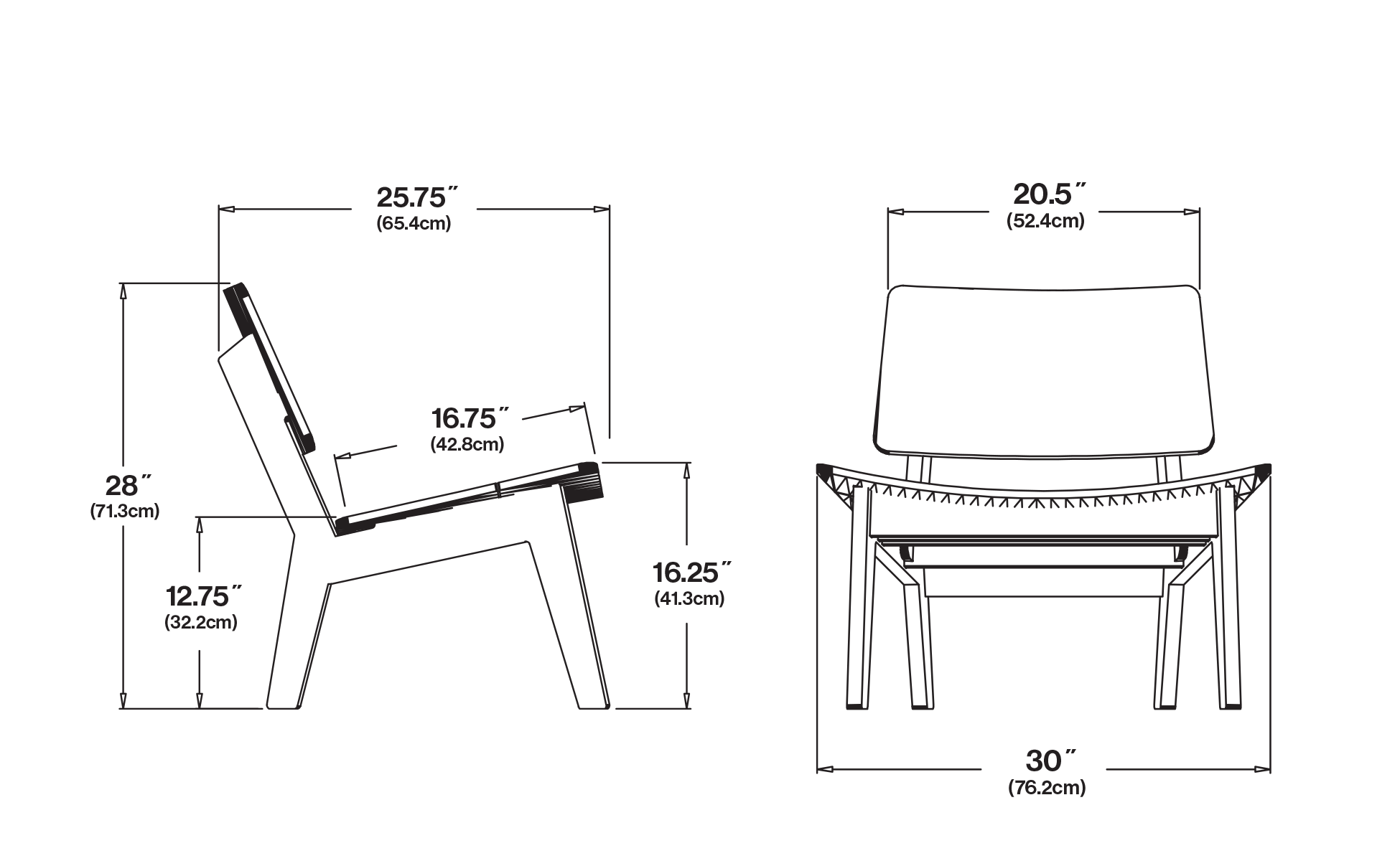 Lago Lounge Chair Dimensions