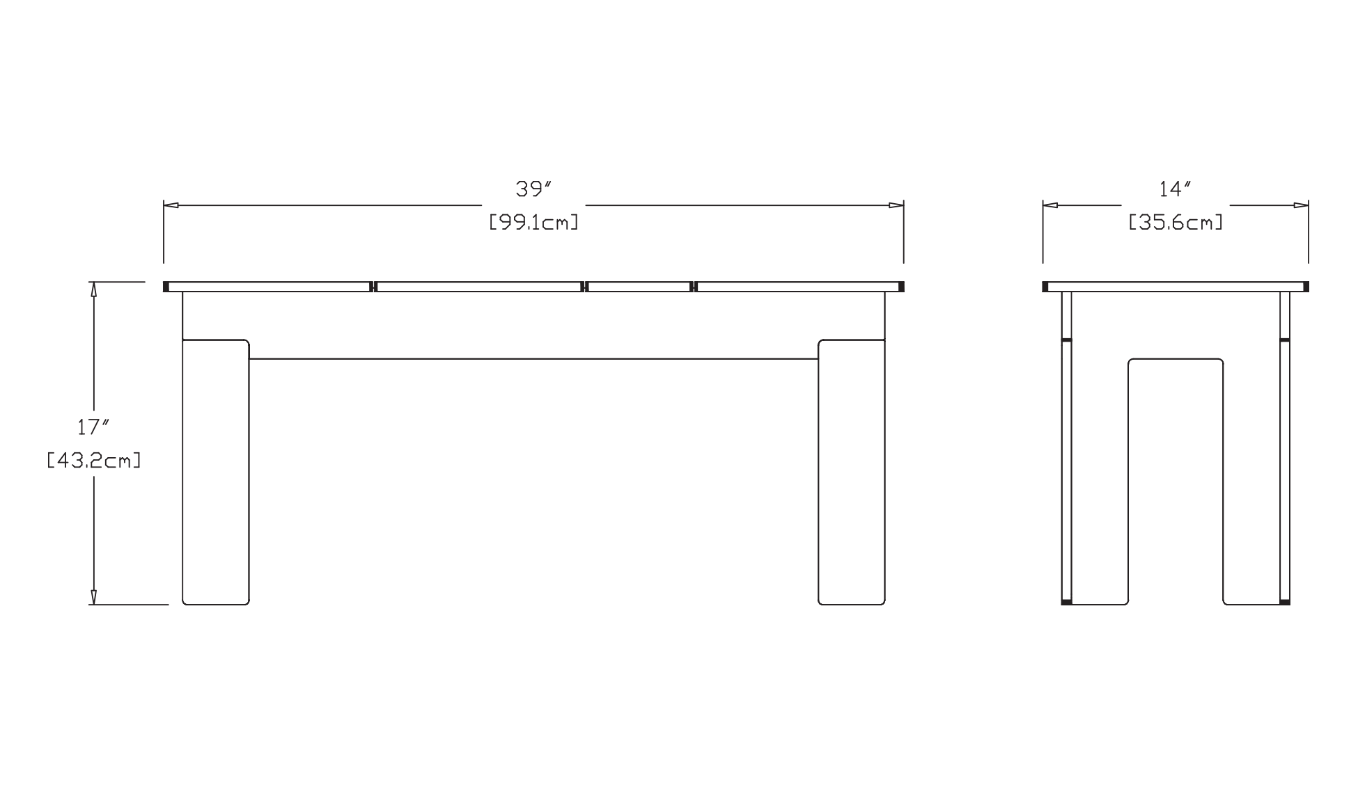 Lollygagger Picnic Bench (39 inch) Dimensions