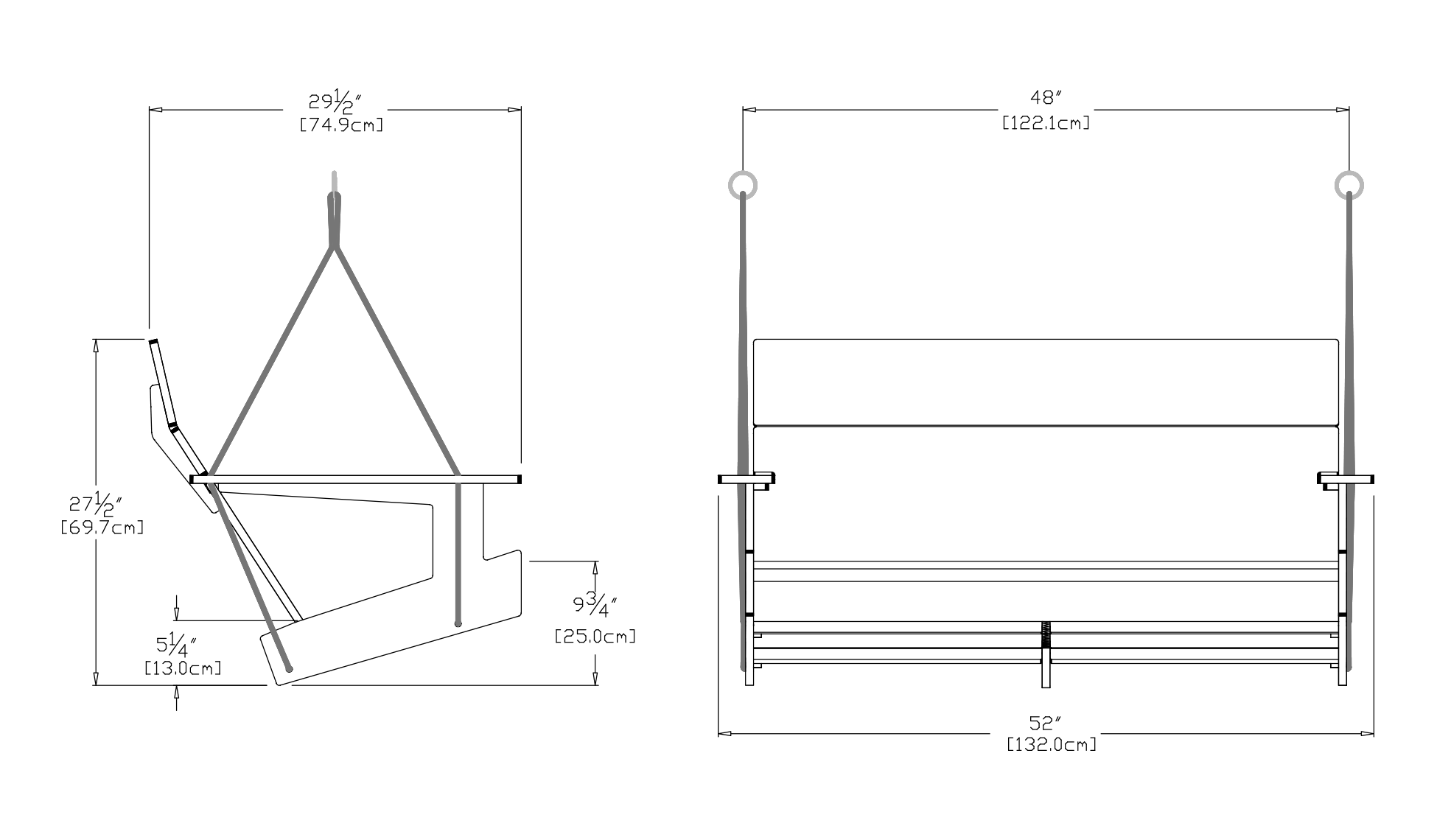 Lollygagger Porch Swing Dimensions