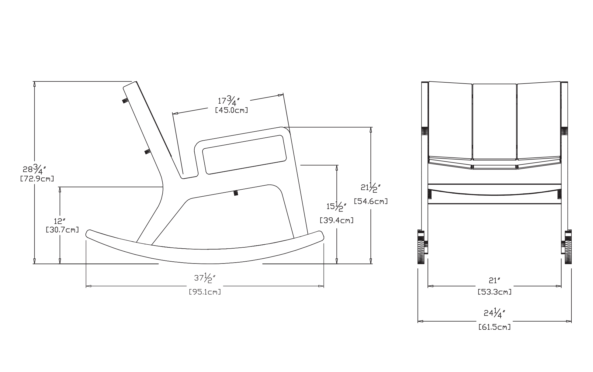 No. 9 Rocking Lounge Chair Dimensions