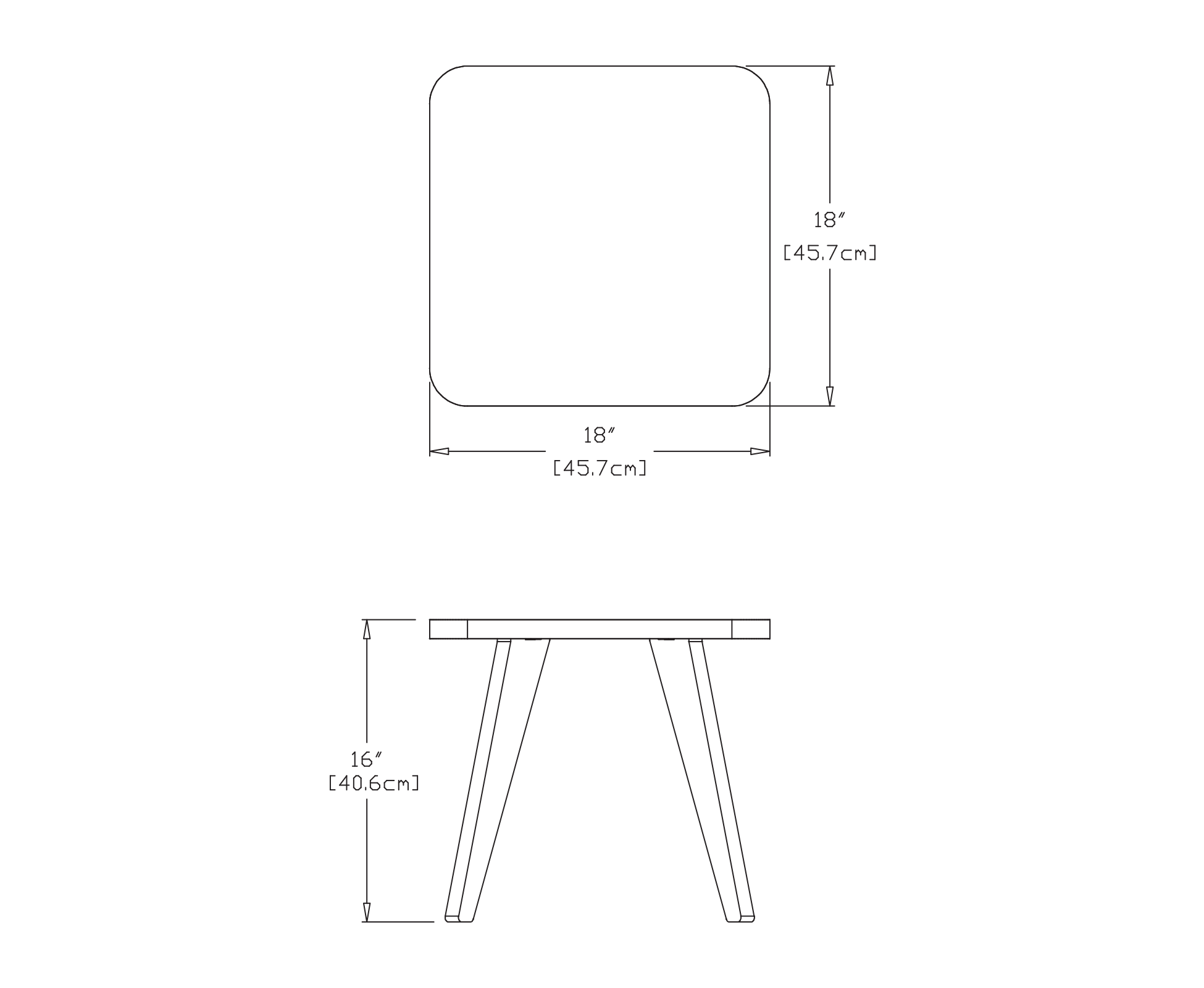Satellite End Table (Square, 18 inch) Dimensions