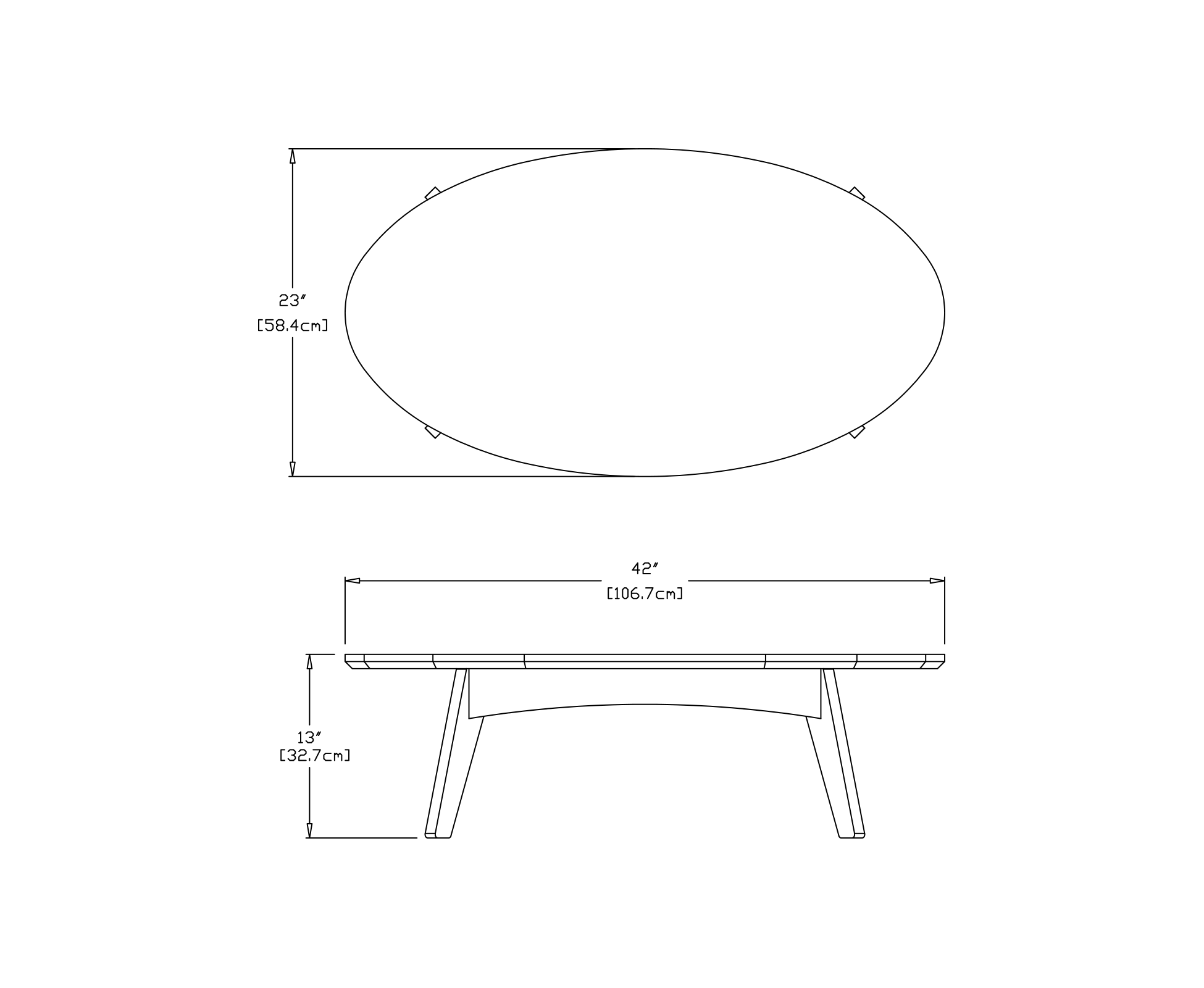 Satellite Cocktail Table (Oval) Dimensions