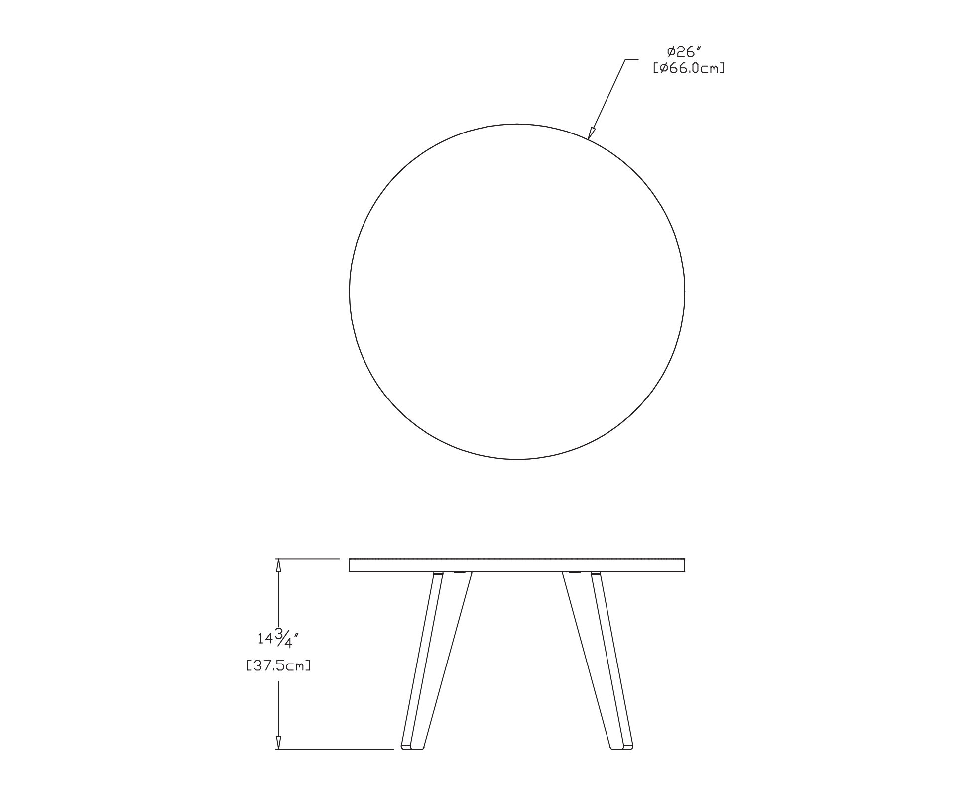 Satellite End Table (Round, 26 inch) Dimensions