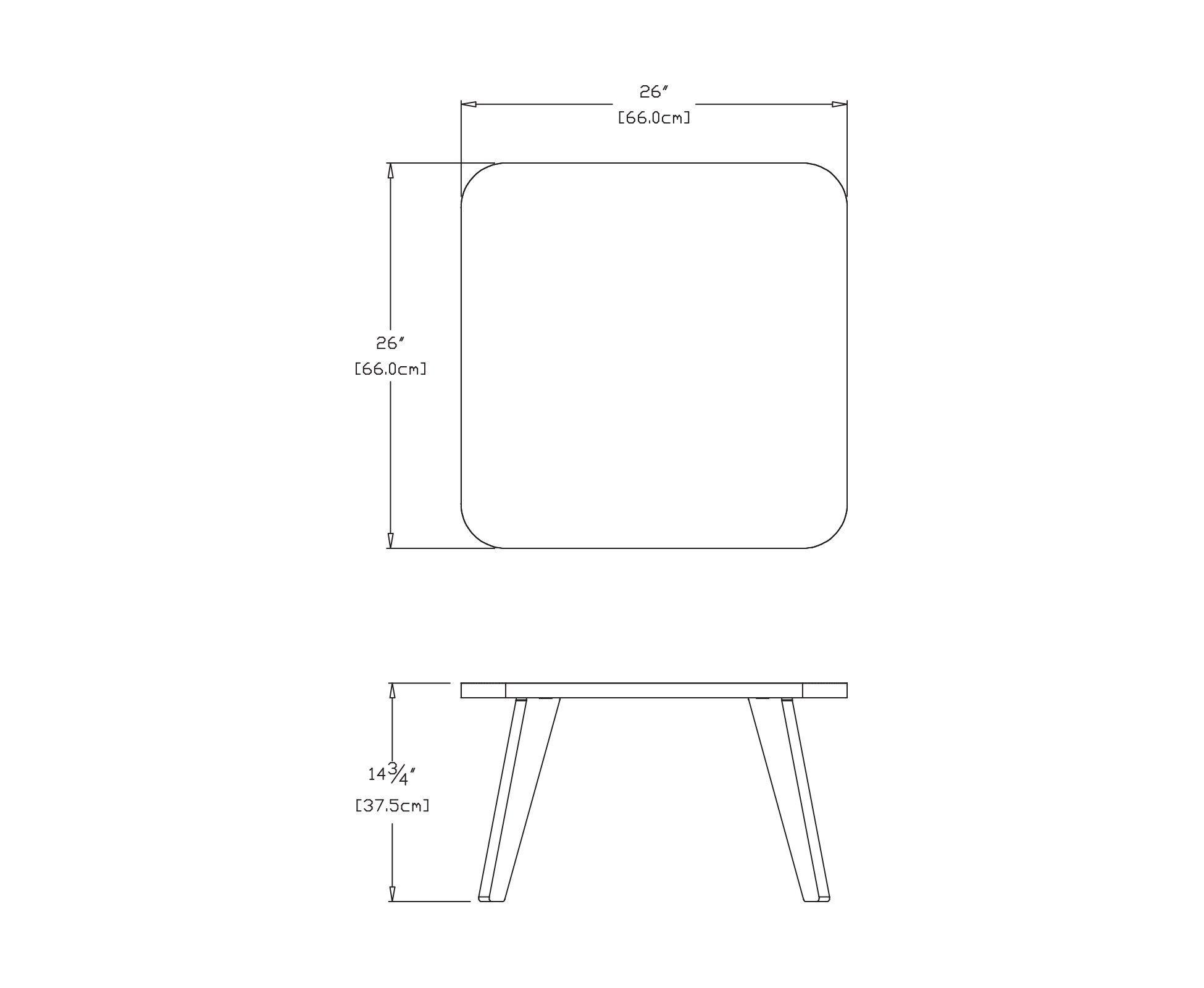 Satellite End Table (Square, 26 inch) Dimensions
