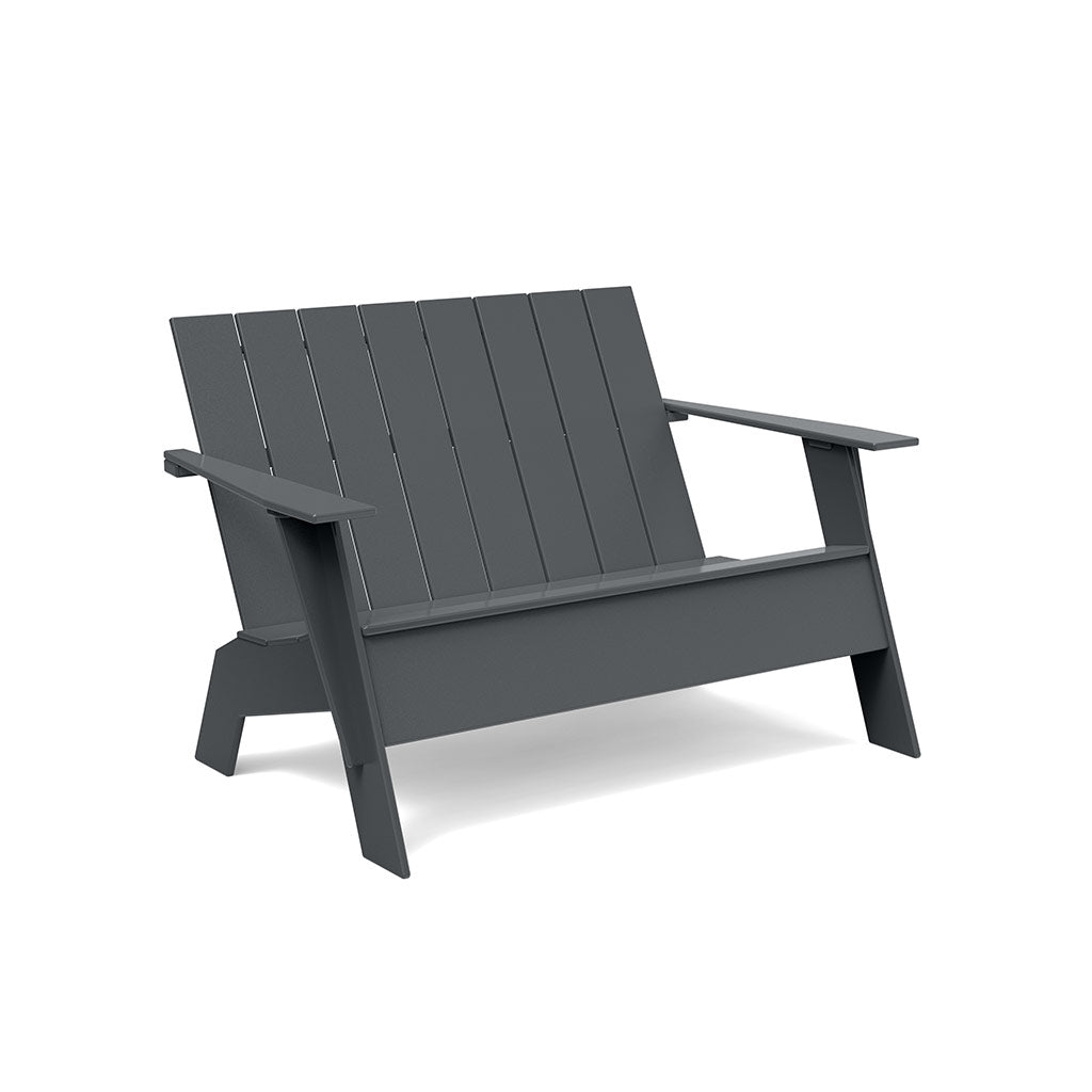 studio shot of charcoal adirondack bench tall