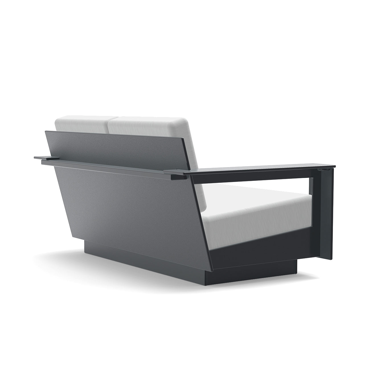 nisswa loveseat from the back in black with cast silver cushion