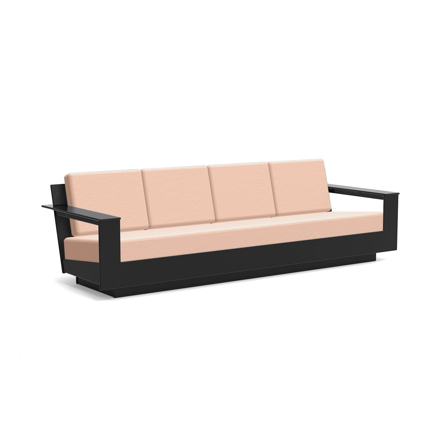 studio shot of nisswa 96 in black with cast petal cushion
