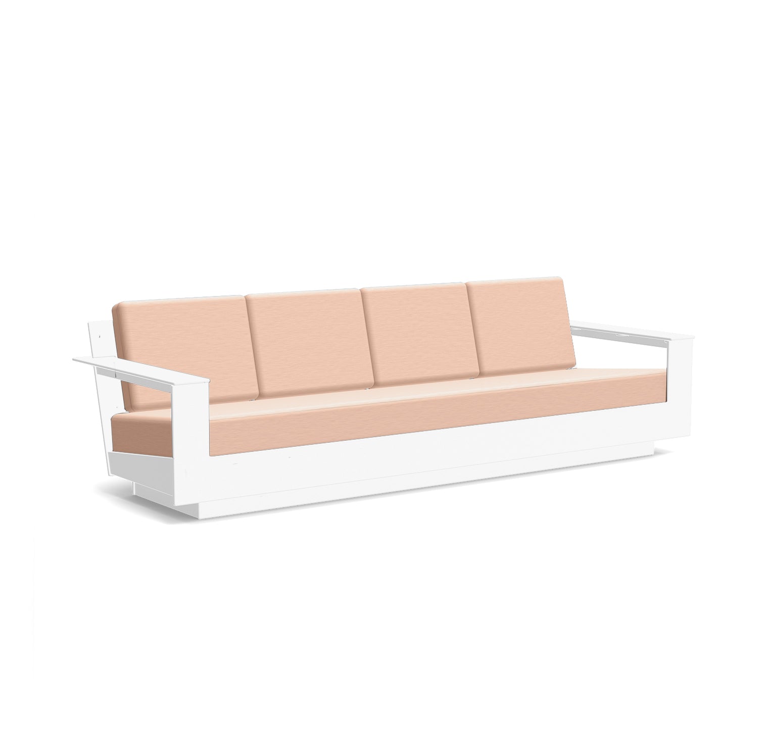 studio shot of nisswa 96 in white with cast petal cushion