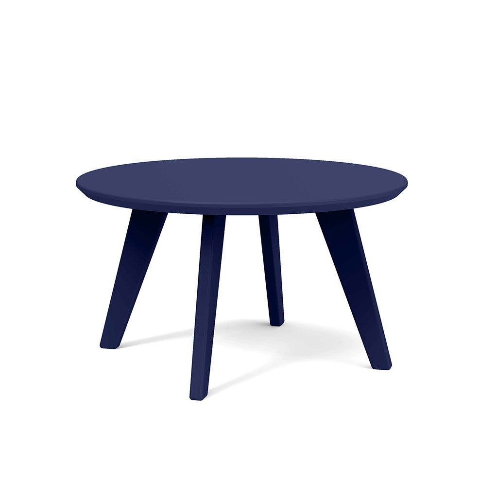 navy studio shot of round satellite end table 26 inch