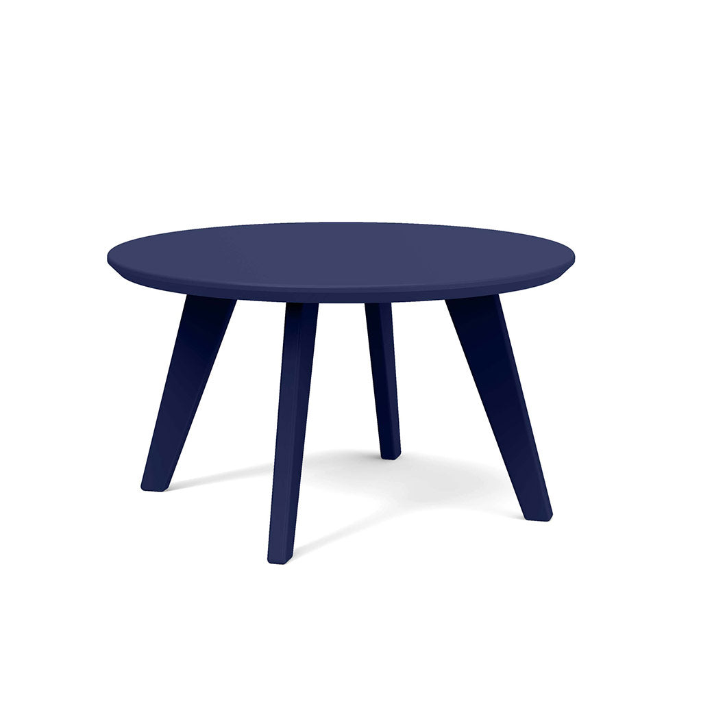 navy studio shot of round satellite end table 26 inch
