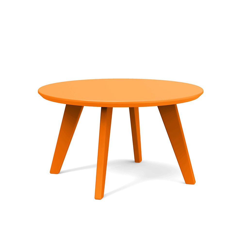 sunset orange studio shot of round satellite end table 26 inch