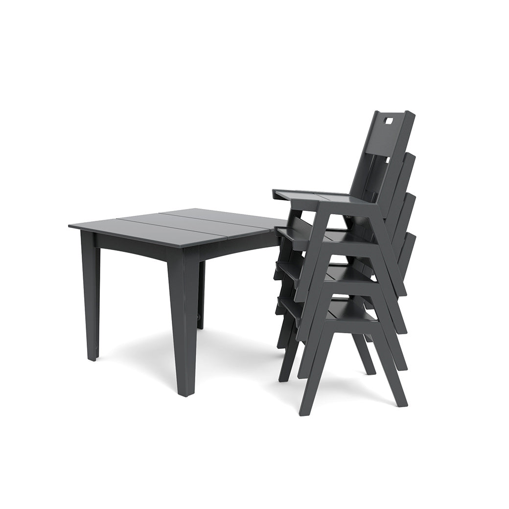 Alfresco Square Table (36) + Alfresco Dining Chairs w/ Handle Charcoal Bundle