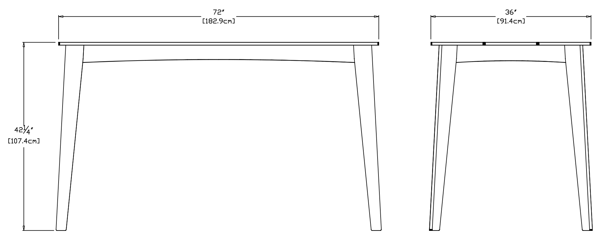 Alfresco Bar and Counter Table 72x36, Outlet Dimensions