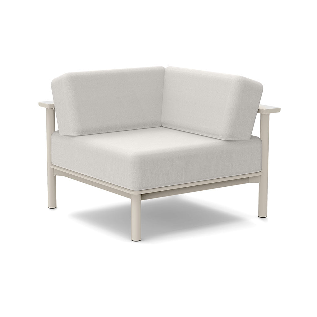 Studio image of a Corner Lounge Chair with Fog frame and Cloud cushions.