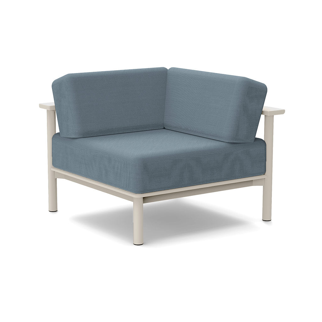 Studio image of a Corner Lounge Chair with Fog frame and Haze cushions.
