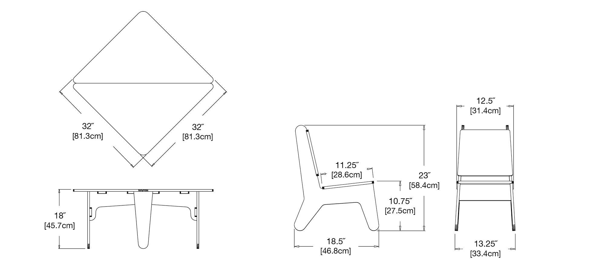 BBO2 Table and Four Chairs Bundle Dimensions
