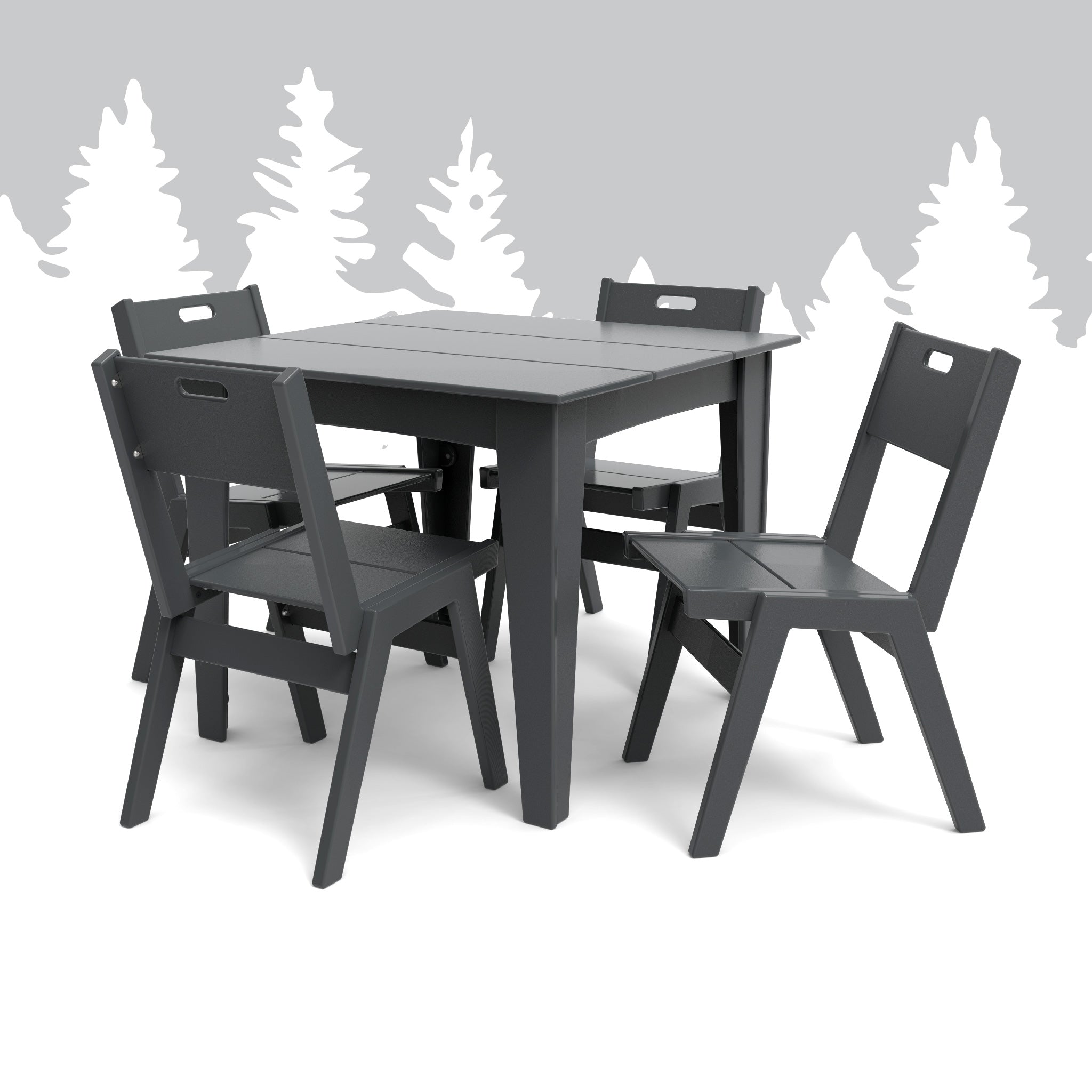 Alfresco Square Table (36) + Alfresco Dining Chairs w/ Handle Charcoal Bundle