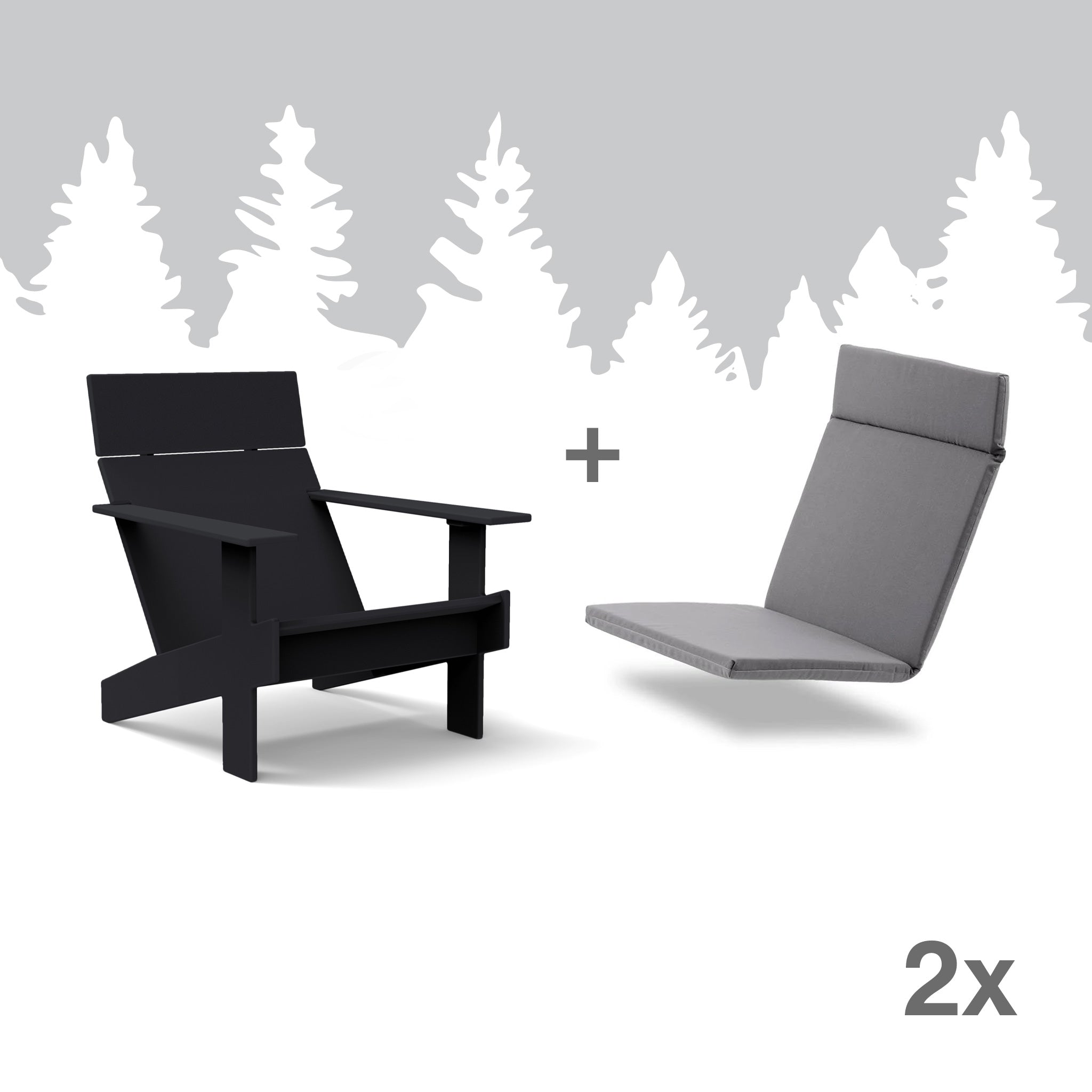 Black Lollygagger Lounges + Charcoal Lollygagger Lounge Cushions Bundle