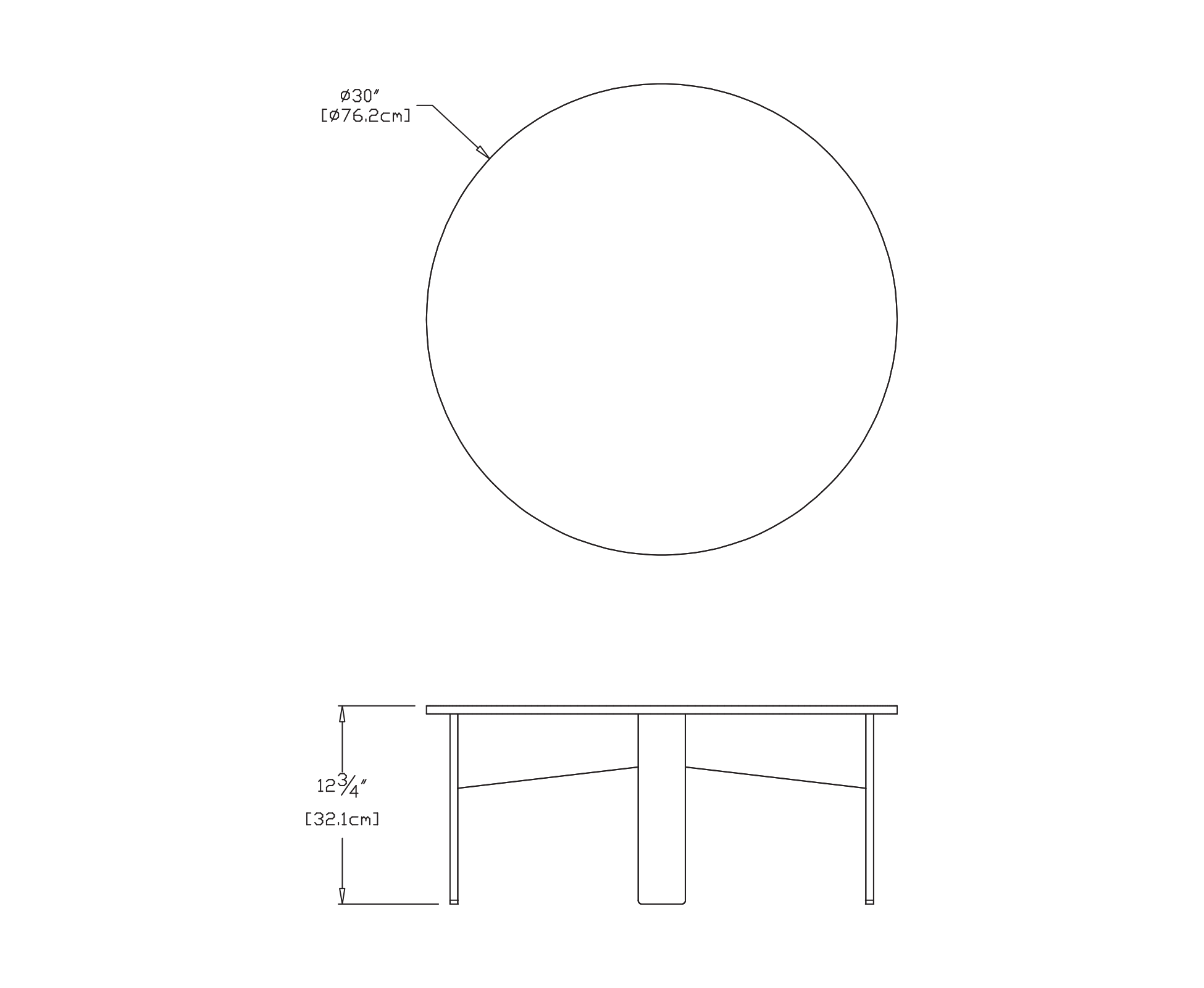 Lollygagger Cocktail Table (Round) Dimensions