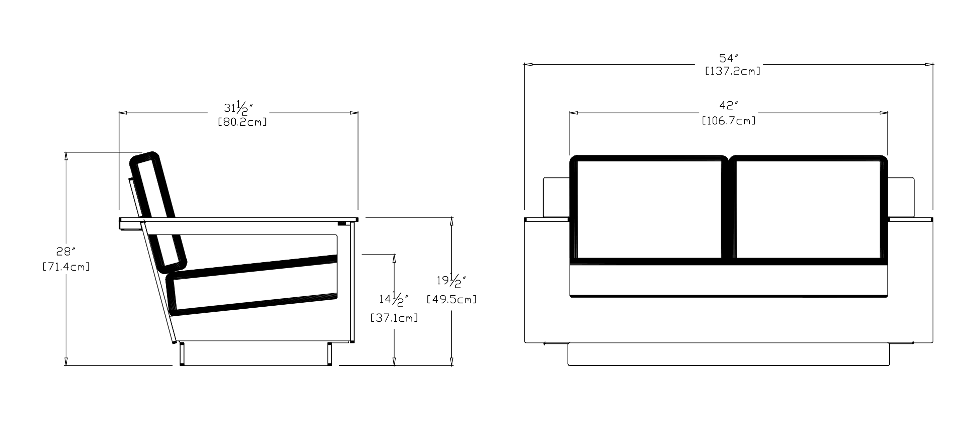 Nisswa Loveseat Dimensions