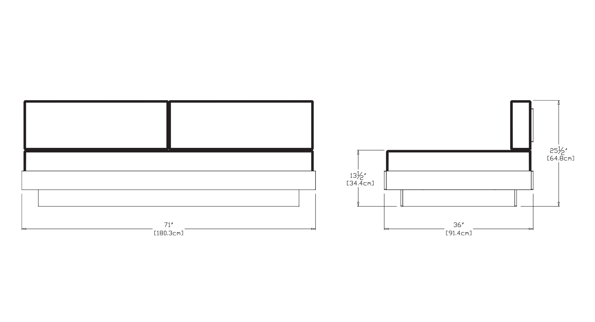 Platform One Sectional Sofa Dimensions