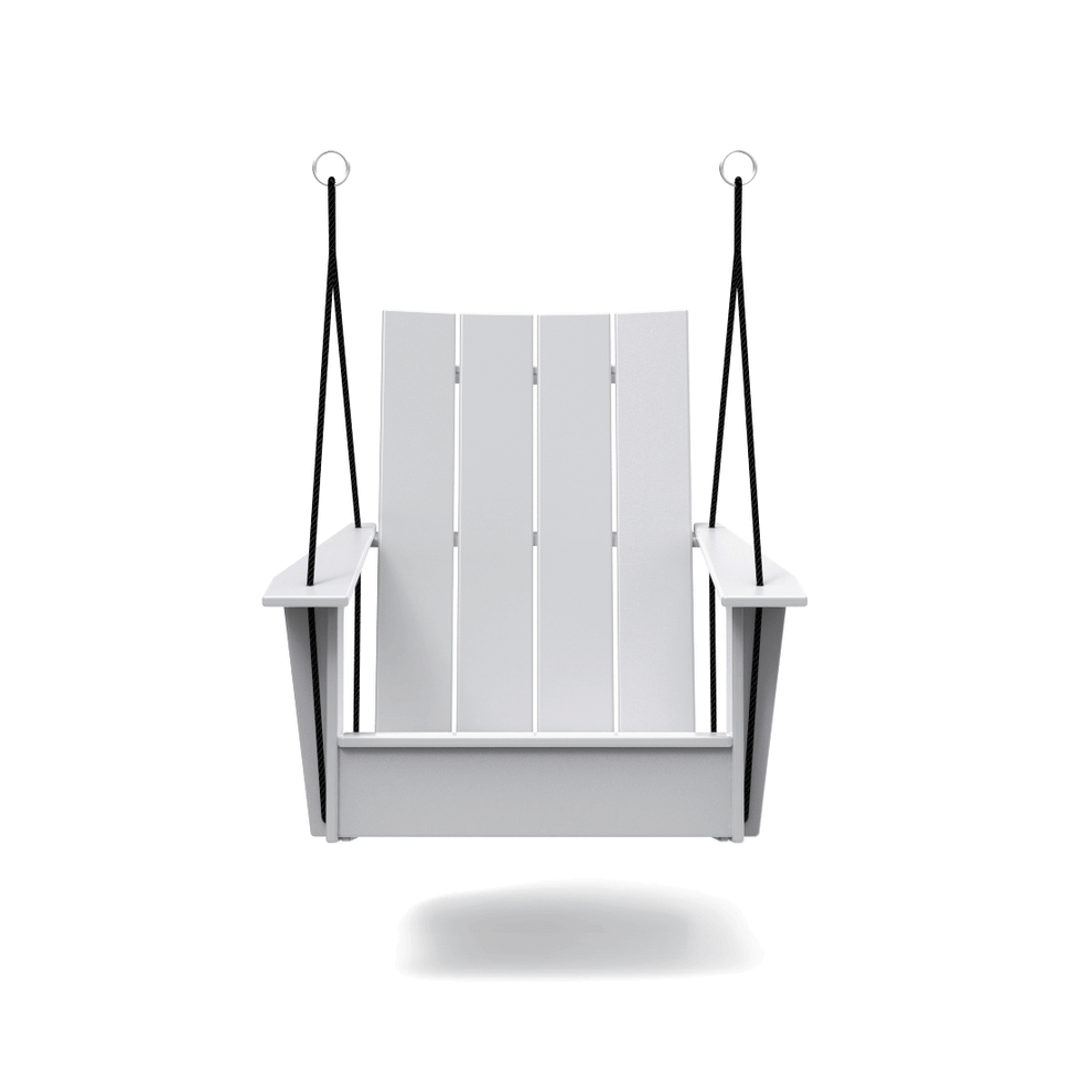 Single Seat Adirondack Porch Swing Featuring Marine Grade Rope Loll