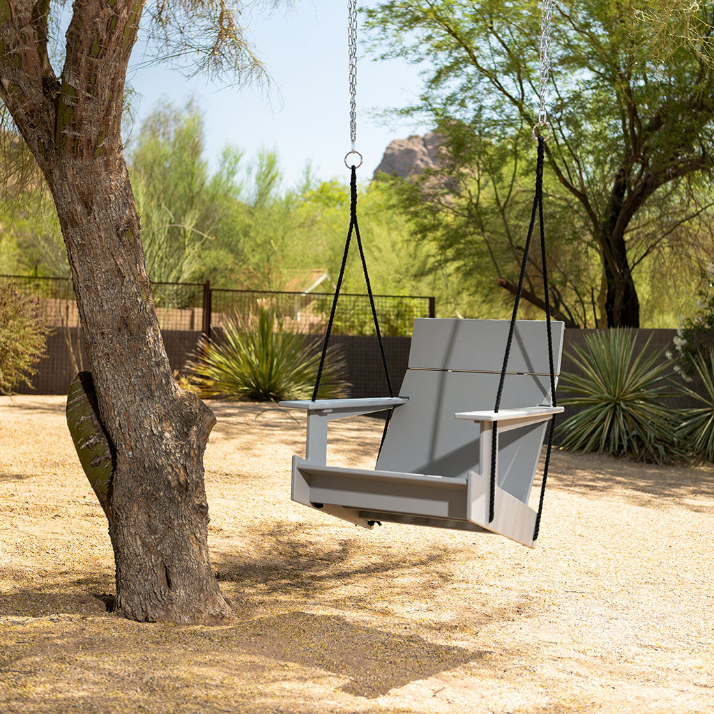 Modern Single Seat Hanging Swing Featuring Marine Grade Rope