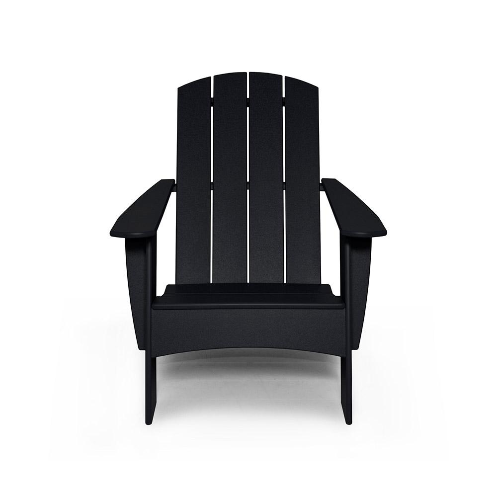 front view of curved adirondack chair in black