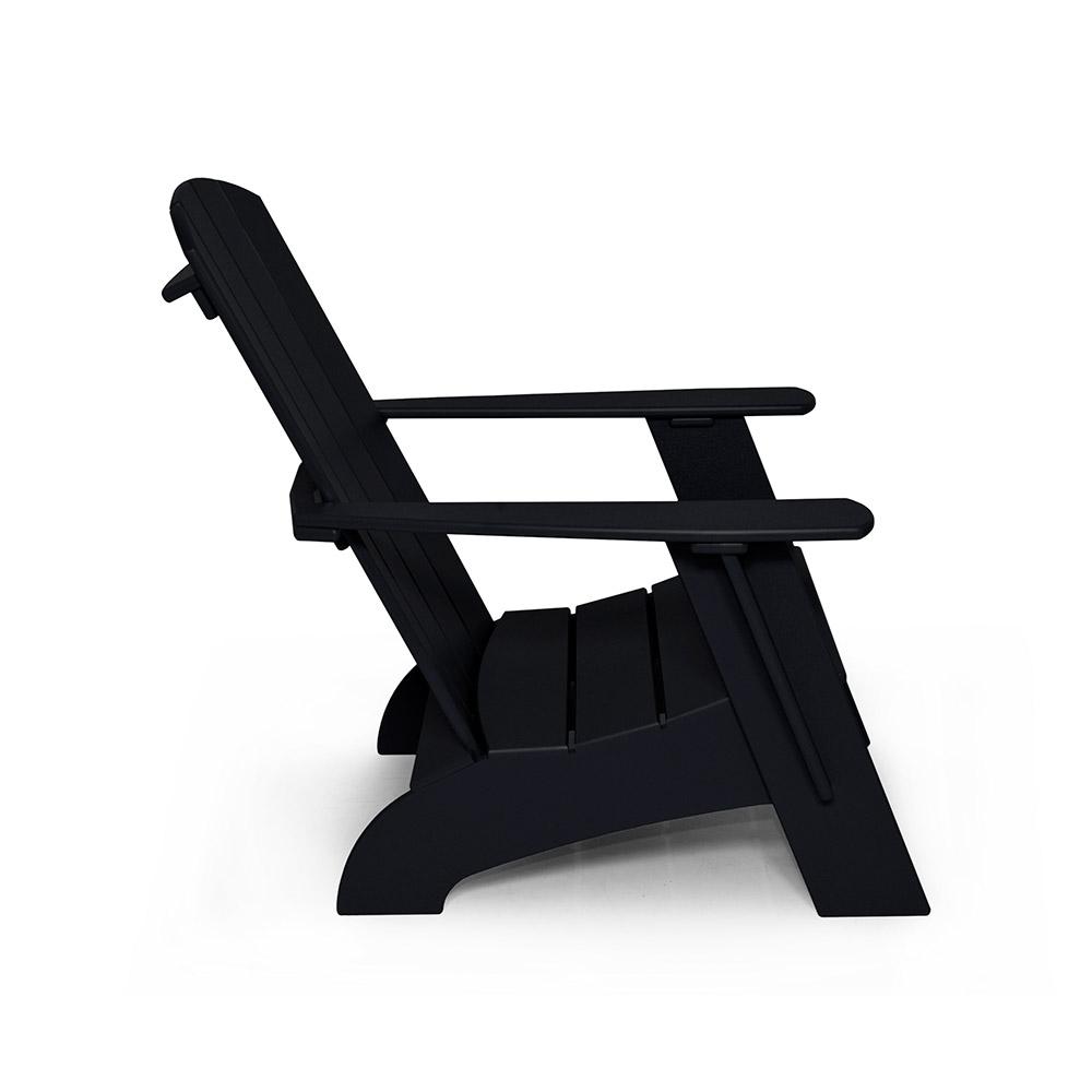 side view of curved adirondack chair in black