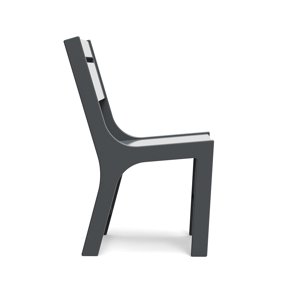 side view of slotted cricket chair in grey