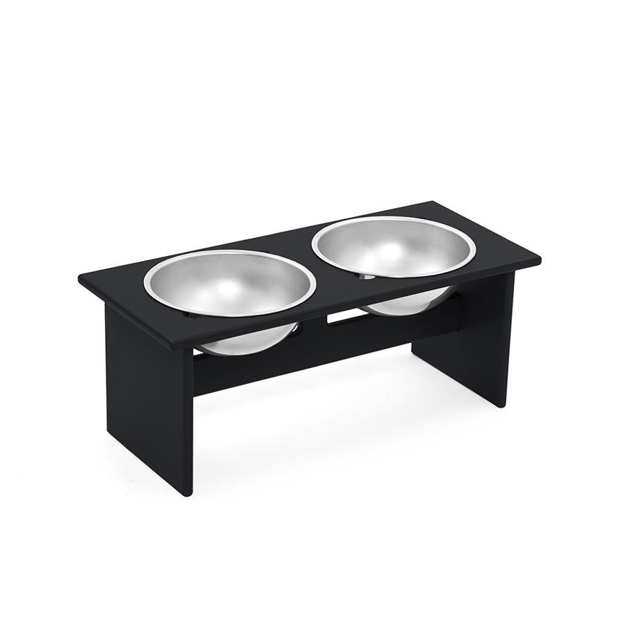 Stainless Steel Double Pet Bowls with Black Melamine Stand