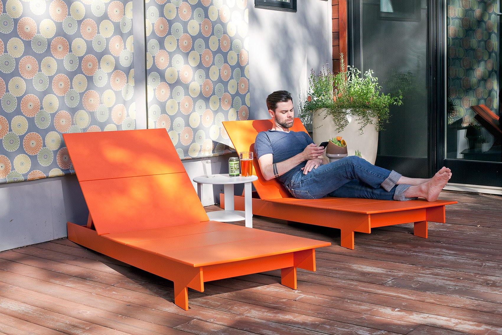 lollygagger chaise sunbed orange hive