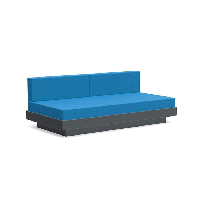 a blue and black couch