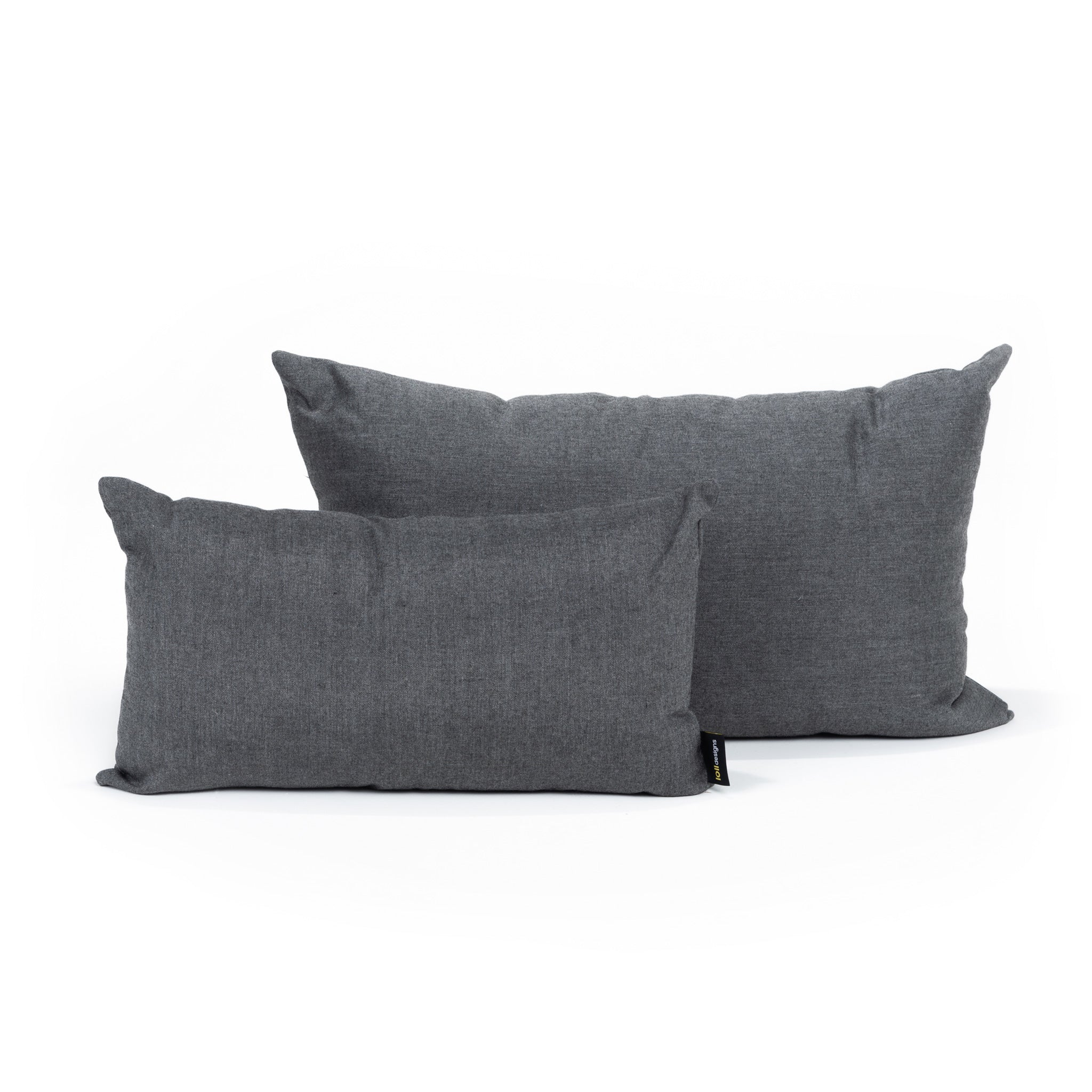 studio image of small and large rectangle pillow in charcoal